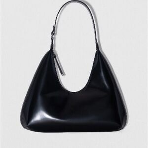 By Far Amber black semi patent leather bag